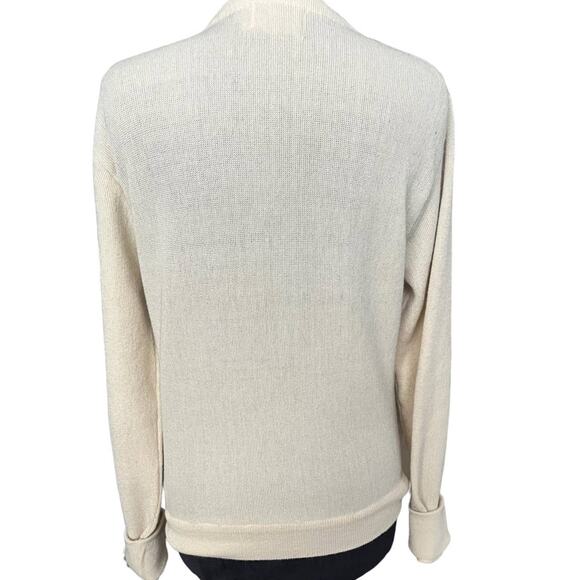 Vintage 70s Cream Beige Van Cort Cardigan Sweater Casual Layering Medium Spring - Picture 2 of 6